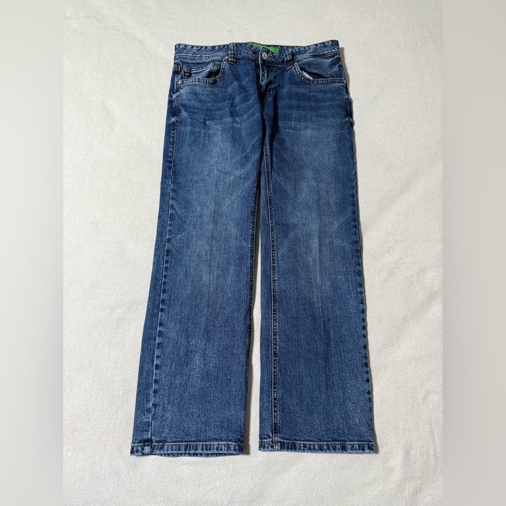 Rock & Roll Mens 34x28 Pistol‎ Straight Denim Blue Jeans Western Cowboy